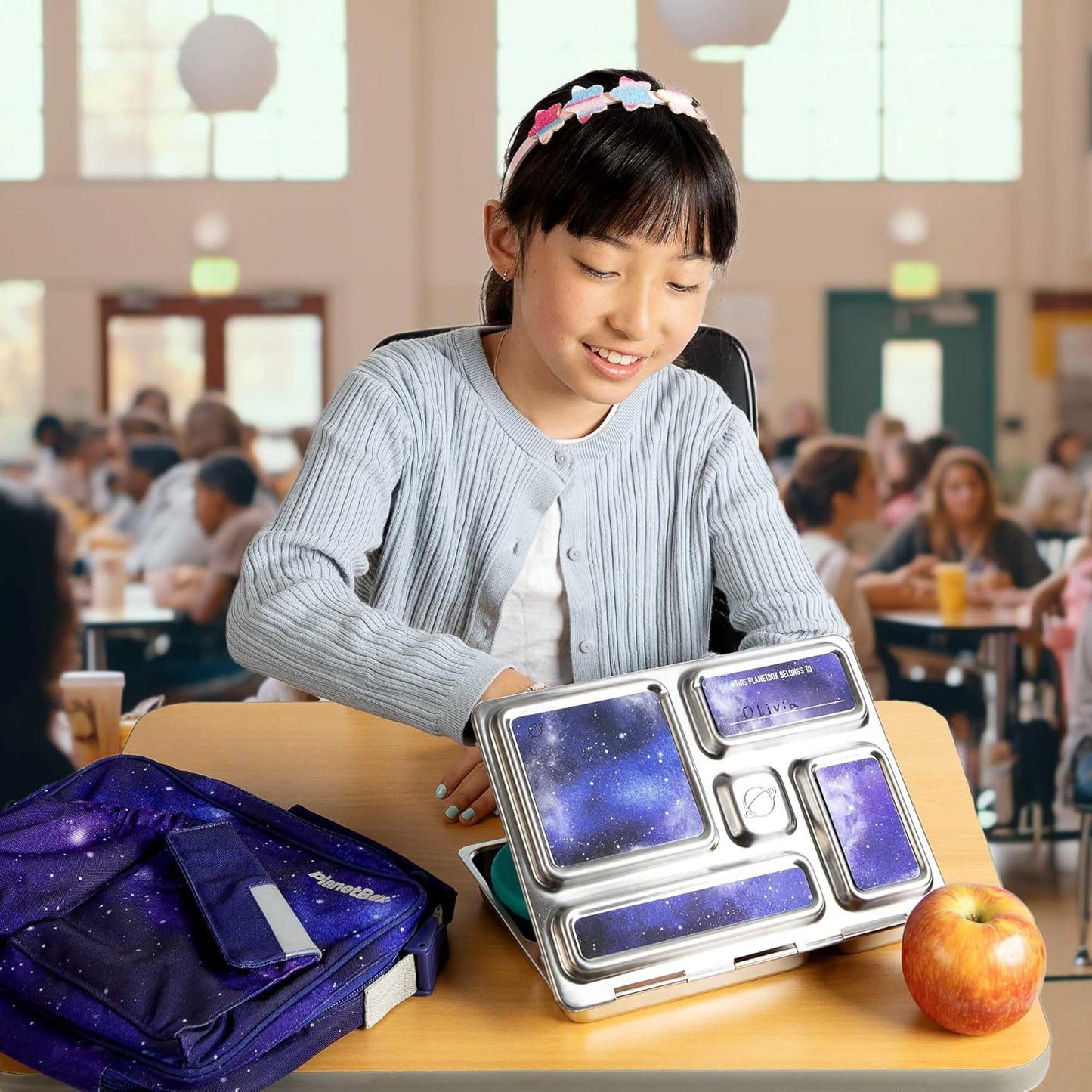 PlanetBox Rover Stainless Steel Bento Box Style Lunch Box Kit for Kids with 5 Compartments – Space Animals Edition includes Insulated Lunch Bag, Leakproof Food Containers and Matching Magnets