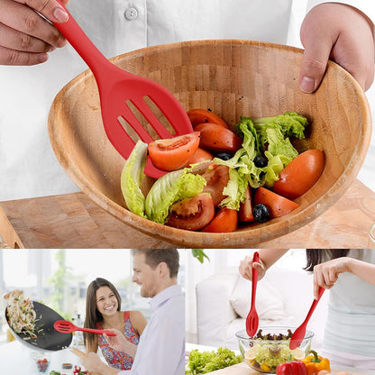 Silicone Cooking Spoon, Nonstick Kitchen Spoons for Cooking, Slotted and Solid Serving Spoon Heat Resistant, Silicone Mixing Spoons Basting for Nonstick Cookware 4 Pack