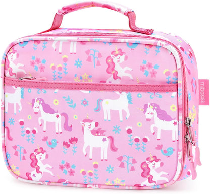 mibasies Kids Lunch Box for Girls Toddler, Insulated and Reusable Lunch Bag for School, Pink Rainbow