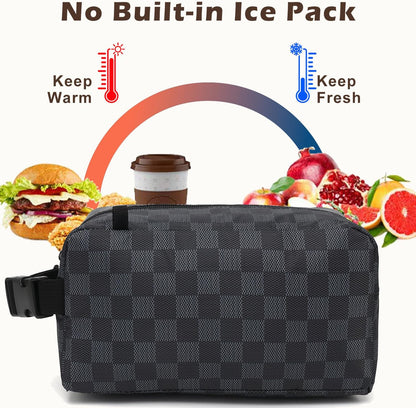 FlowFly Small Insulated Lunch box Portable Soft Bag Mini Cooler Thermal Meal Tote Kit with Handle for Work & School, Black