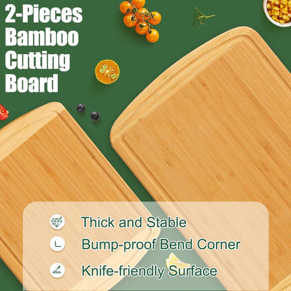 Homaxy Extra Large Bamboo Cutting Boards for Kitchen, 18x12.5" Wood XL Cutting Board with Juice Groove, Butcher Block Wooden Chopping Board for Kitchen, Meat, Cheese, Fruit & Vegetables - Pre Oiled