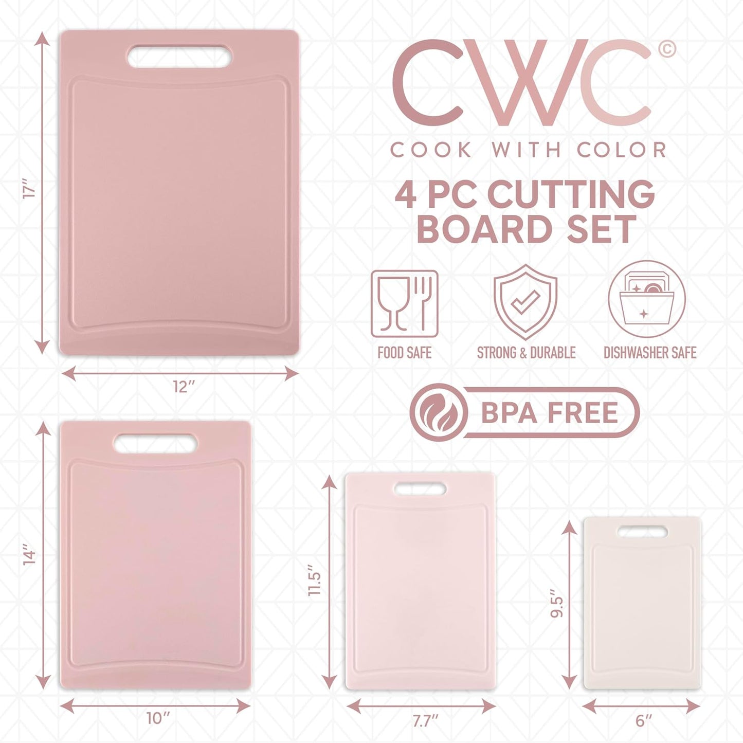COOK WITH COLOR Non-Slip Cutting Board Set – Kitchen Essentials with Easy Grip Handle for Meat, Veggies, and Fruits, 3 Cutting Boards, Speckled White