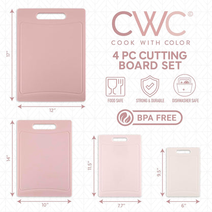 COOK WITH COLOR Non-Slip Cutting Board Set – Kitchen Essentials with Easy Grip Handle for Meat, Veggies, and Fruits, 3 Cutting Boards, Speckled White