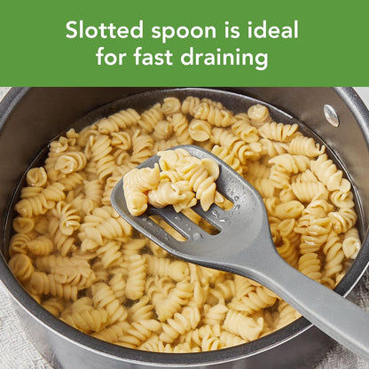 Tovolo Elements Silicone Spoon Set of 2 Mixing and Slotted Spoon Bundle for Non Stick Cooking Mixing Serving, Dishwasher Safe Heat Resistant Slotted Spoon and Mixing Serving Spoon, Oatmeal