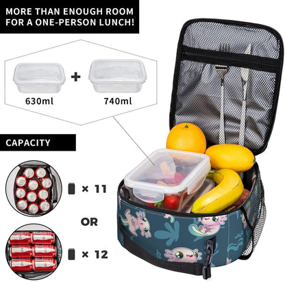 Black Cat Reusable Lunch Box Food Bag Insulated Lunch Bag for Teenage Boys Girls School Beach