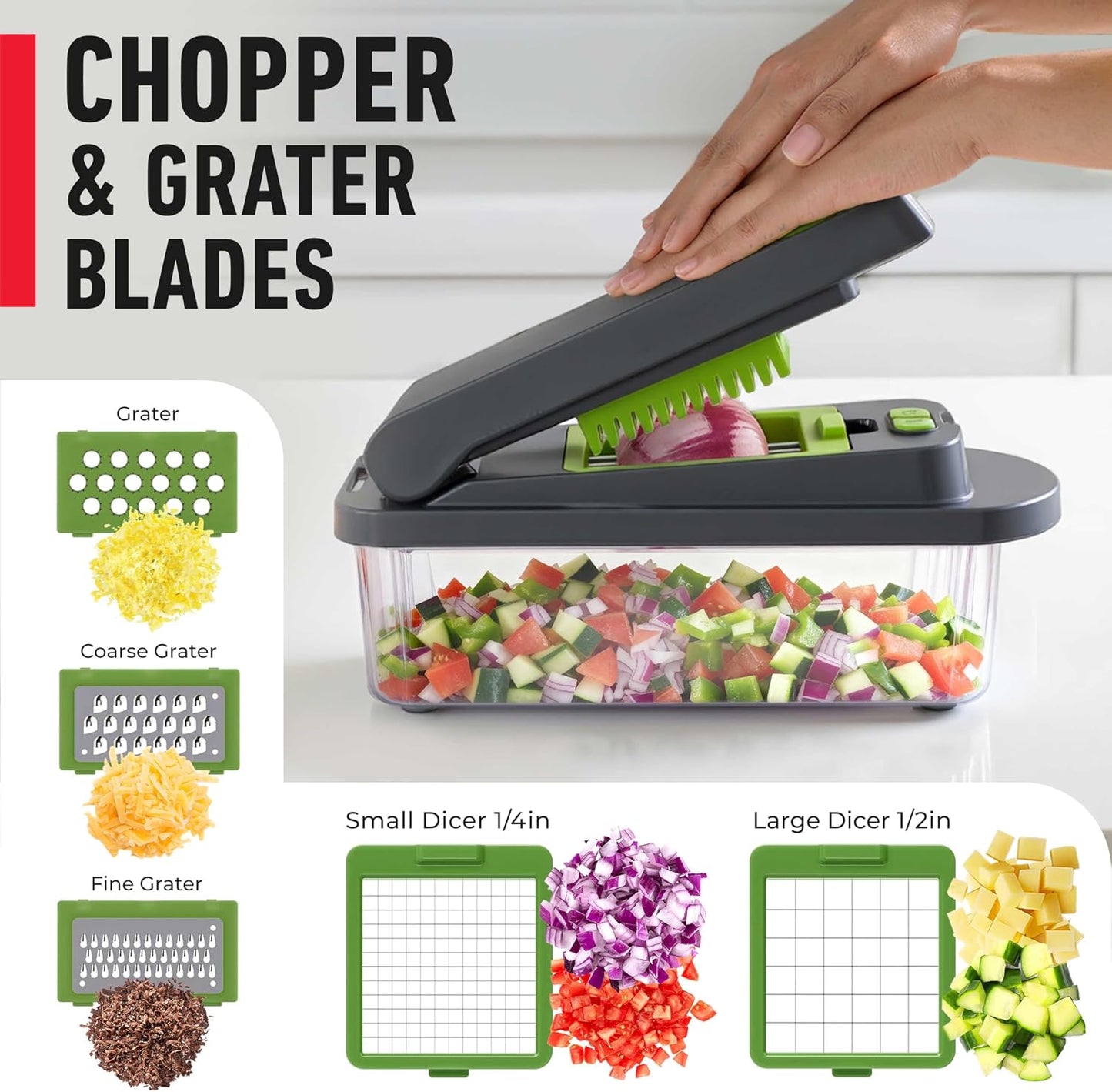 MUELLER HOME Pro-Series 10-in-1 Stainless Steel Multi Vegetable Chopper