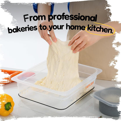6L Clear Dough Proofing Container with Level Tracking Band, Holds Up to 3000g of Sourdough and Pizza Dough, Bulk Fermentation Rising Box with Lid, BPA-Free, Stackable & Dishwasher Safe