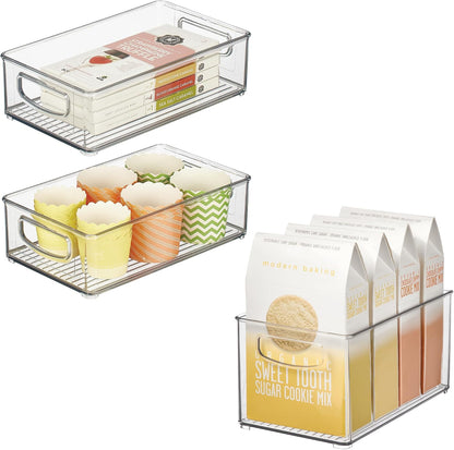 iDesign Stackable Pantry Bins with Handles, 4 Small and 4 Medium Bins, 8 Pack, Clear, Made in USA