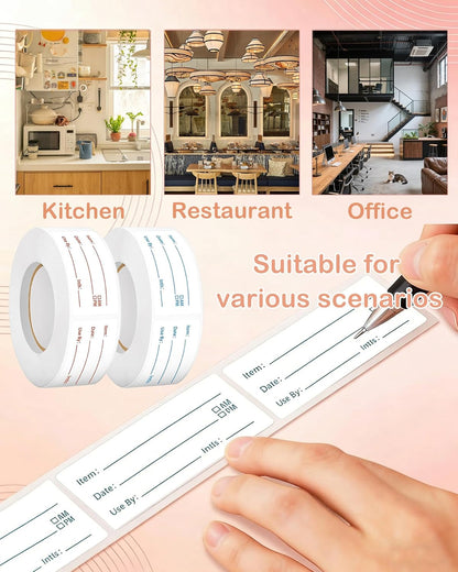 2 Rolls 1000 Pieces Removable Food Labels, 1 x 2 Inch Date Stickers for Freezer, Refrigerator Food Containers – Easy to Write On, Perfect for Food Labeling and Storage Organization (1000)