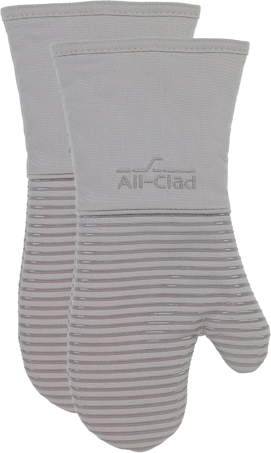 All-Clad Silicone Oven Mitts: Heat Resistant up to 500 Degrees - 100% Cotton & Silicone, 14"x7" Oven Mitt for Kitchen and Barbeque, Pewter