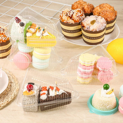 100 Pcs Pie Container with Lid Clear Plastic Medium Dome Hinged Lid Single Slice Container for 6"-8" Diameter Cake or Pie, Dessert, Food Box, Take out Packaging for Home, Bakery and Coffee Business