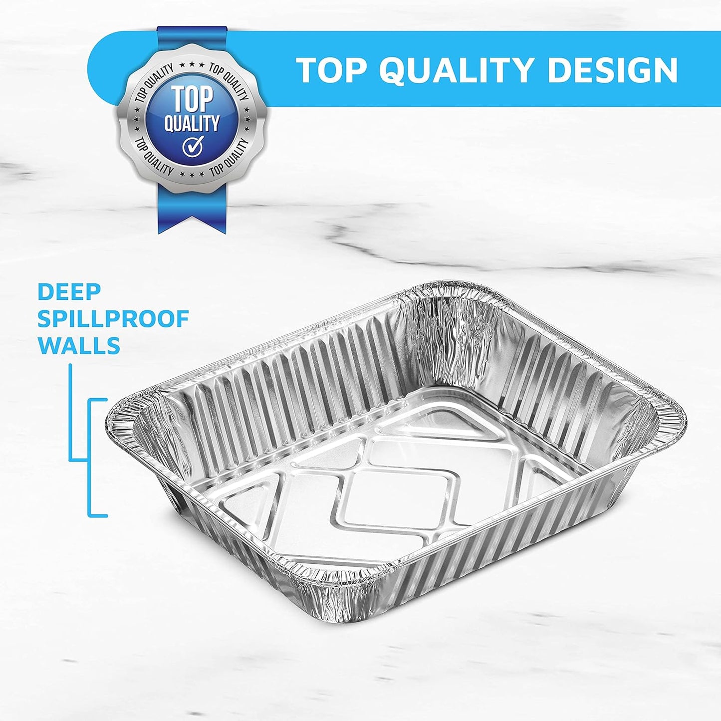 MontoPack Half-Size Aluminium Foil Lids | [100 Pack] Perfect Fit for 9x13 Roasting Pans | Premium Quality for Baking & Catering | Disposable Food Prep Containers Lids