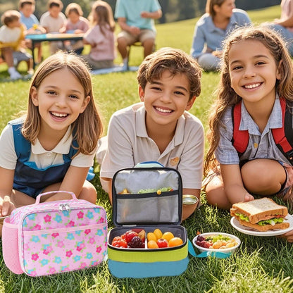 RHCPFOVR Kids Lunch Bag - Insulated Lunch Box for Boys Girls,Washable Lunch Bag and Reusable Toddler Leak-proof Lunchbox for School and Daycare - Colors A