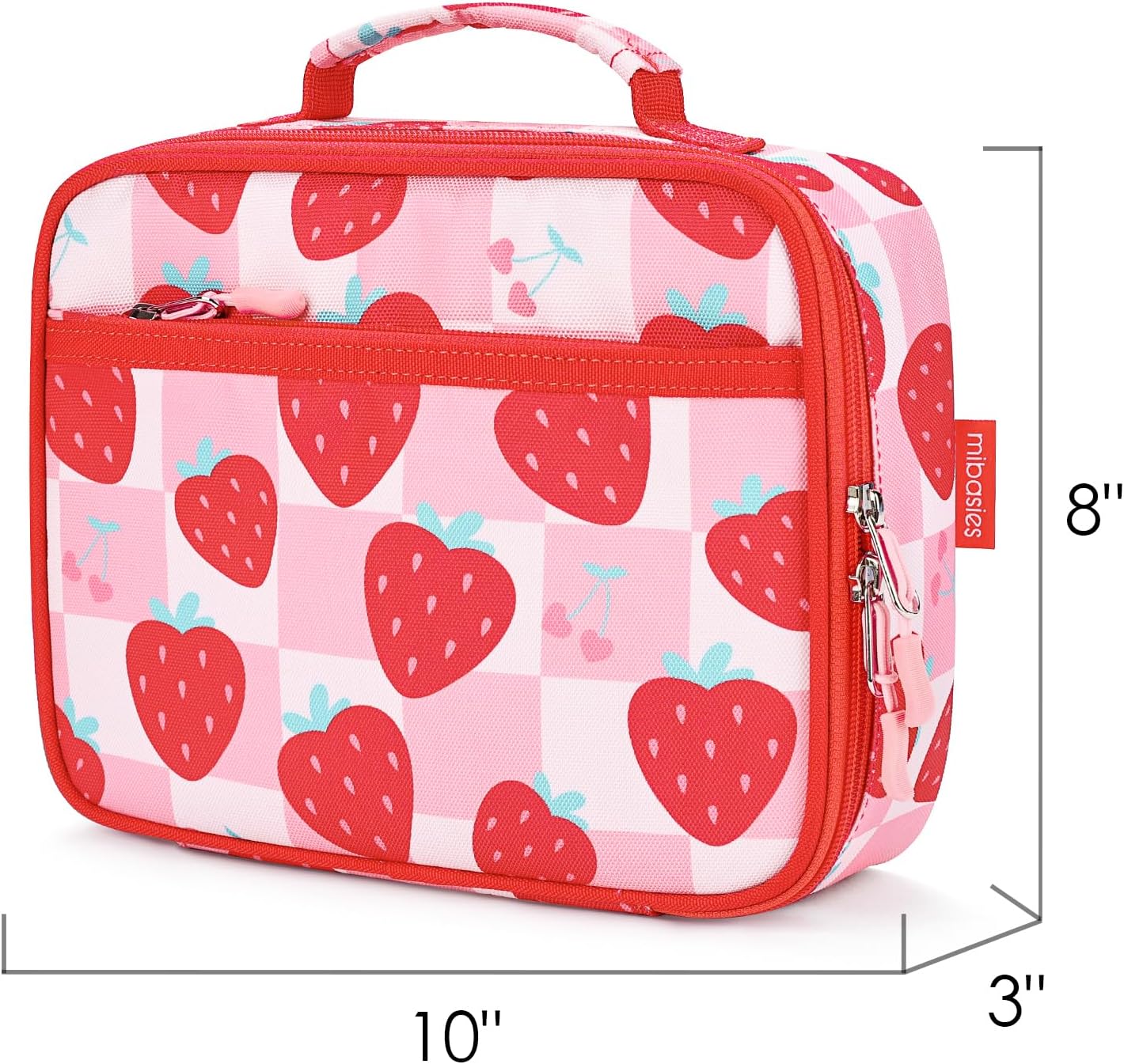 mibasies Kids Lunch Box for Girls Toddler, Insulated and Reusable Lunch Bag for School, Pink Rainbow