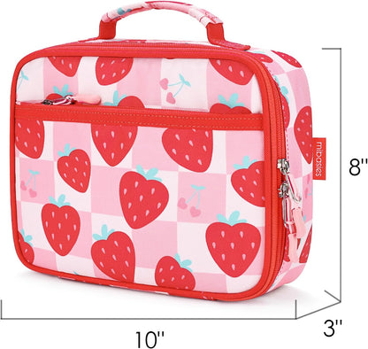 mibasies Kids Lunch Box for Girls Toddler, Insulated and Reusable Lunch Bag for School, Pink Rainbow