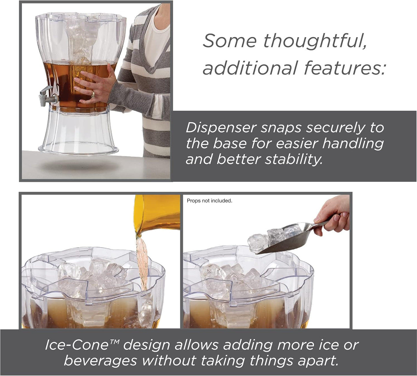 Buddeez 3.5 Gallon Clear Drink Dispenser - Built In Ice Cone and Spigot for Easy Pouring - Party-Perfect Serving Station with Chalk Board Tag