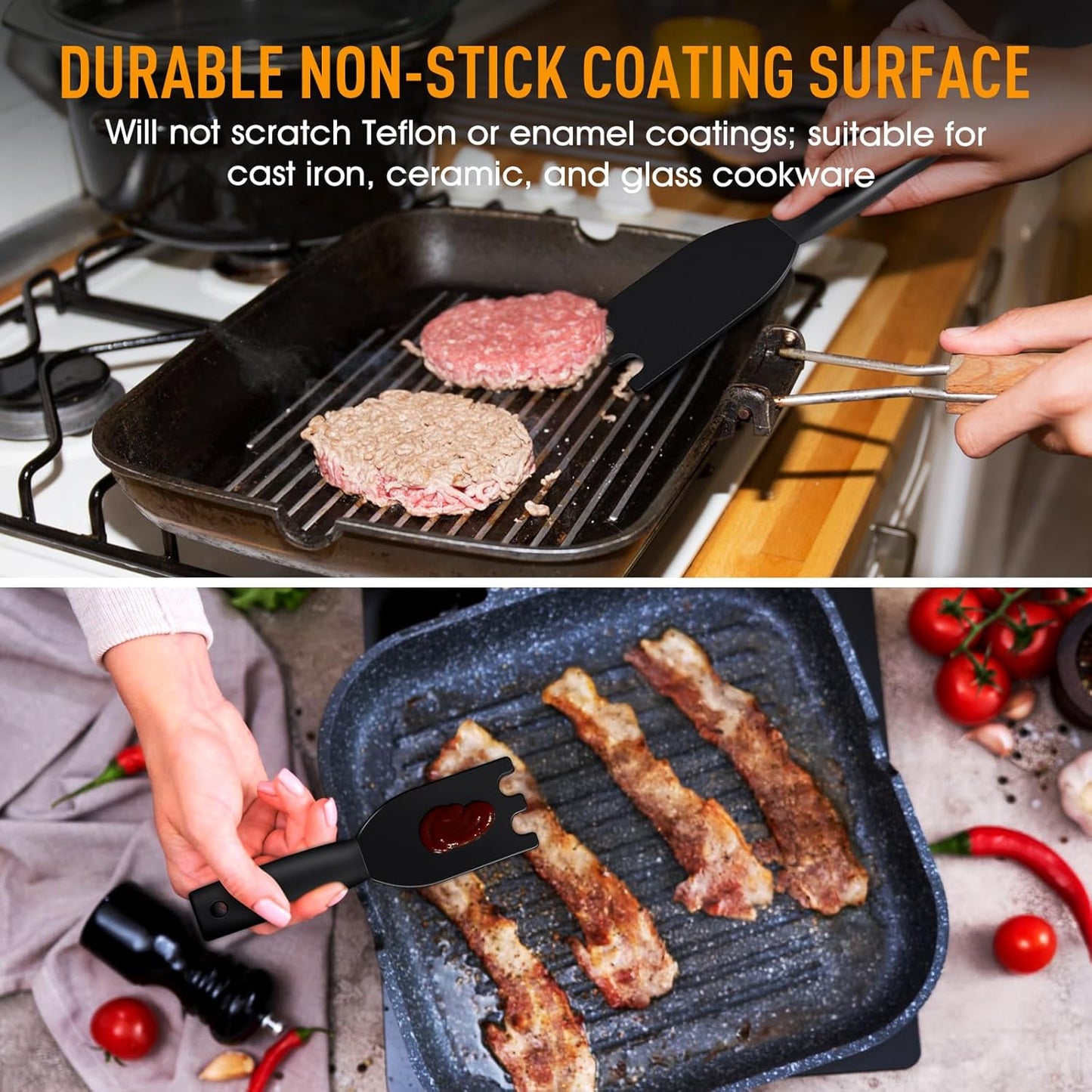 Heat-Resistant Nylon Grill Scraper - Designed for George Foreman Indoor Grills with Grooves, Easy Cleaning Tool with Comfortable Grip (2PCS)