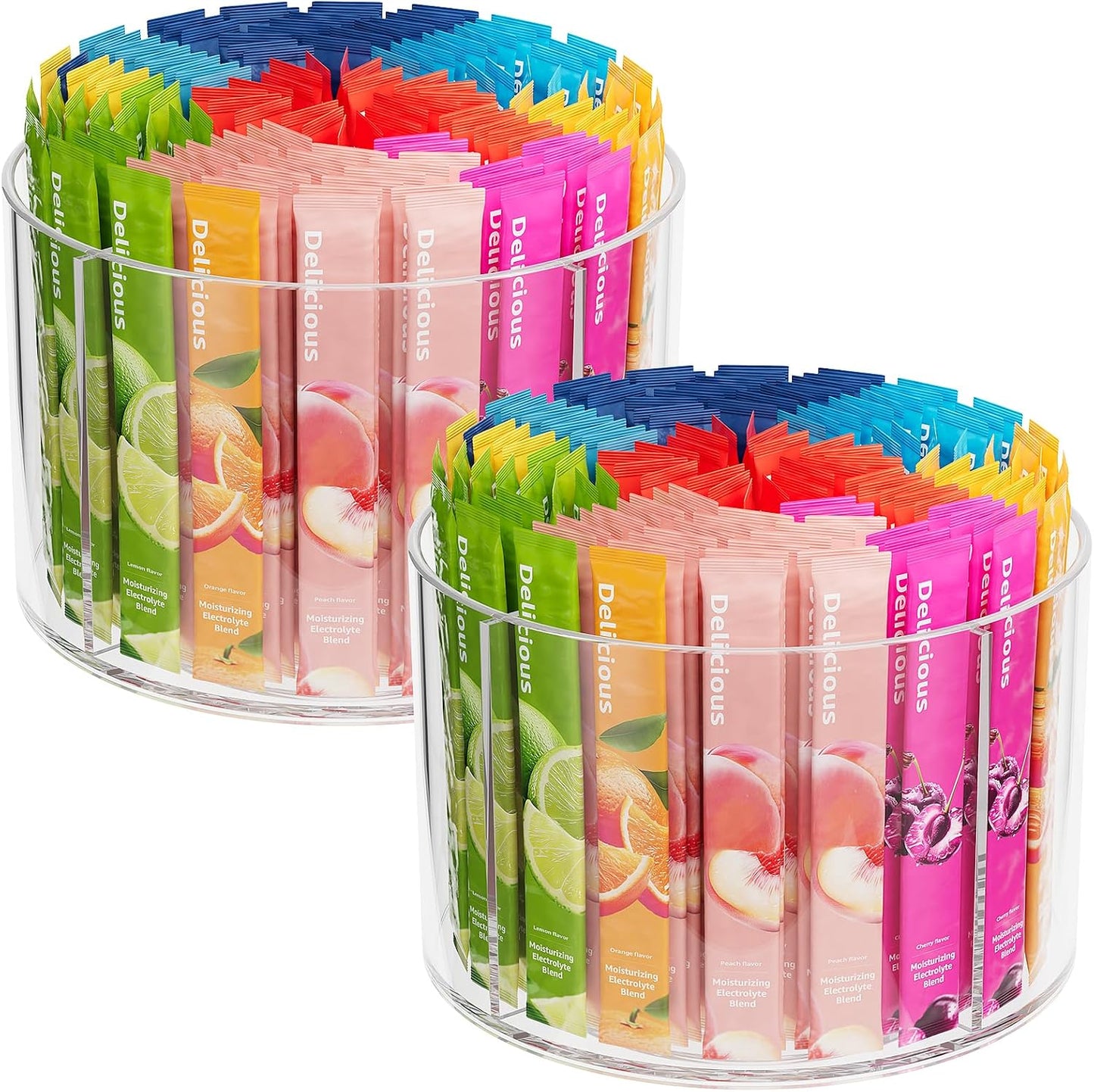 2 Pack Lazy Susan Organizer, 9 inch Rotating Storage Organizer with 4 Removable Bins, Lazy Susan Turntable Organizer for Fridge, Kitchen, Vanity, Cabinet