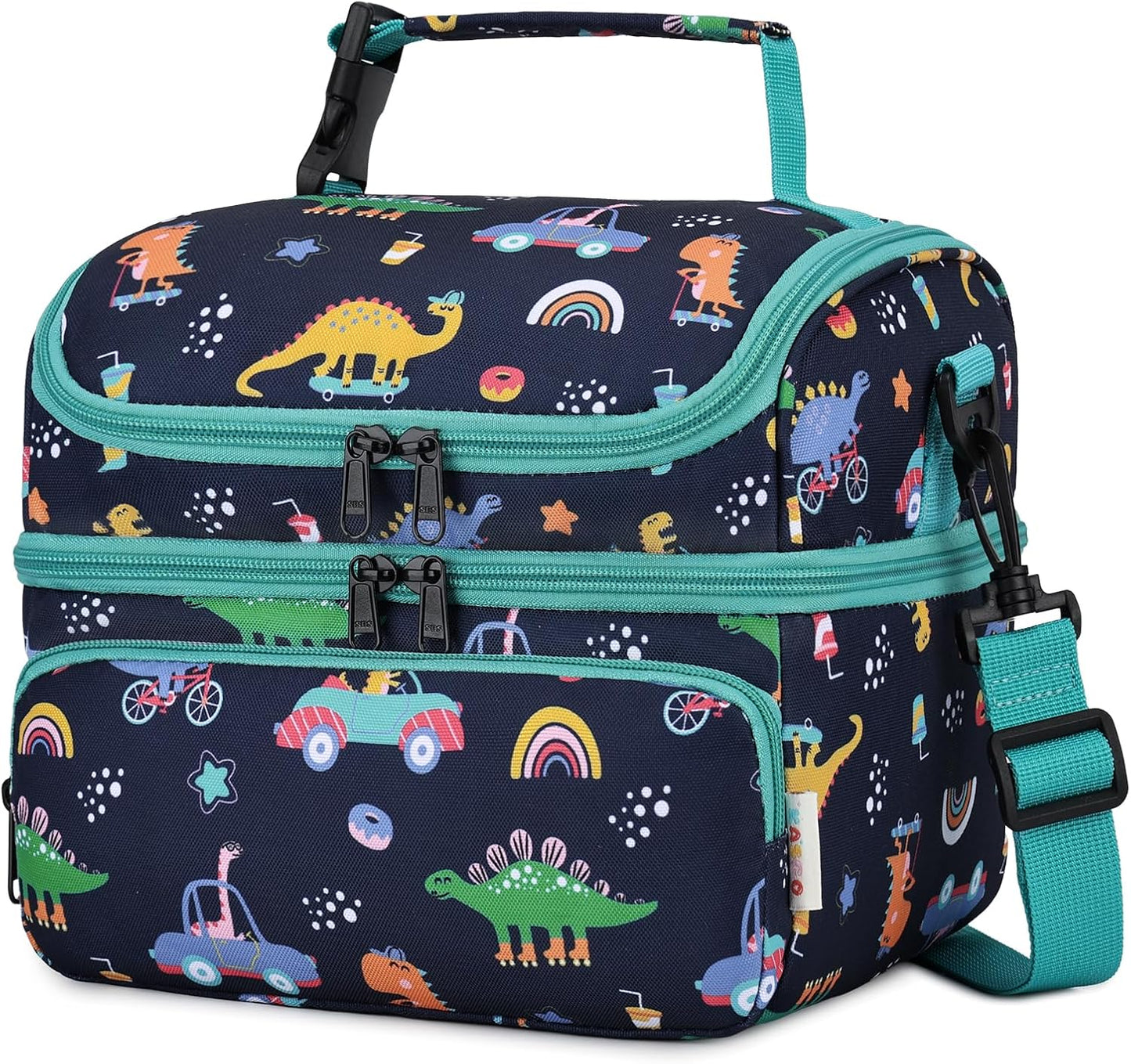 Kasqo Lunch Bag Kids, Dual Compartment Insulated Cooler Bag 7.5L Girls Boys Toddler Lunch Box Containers for Daycare School Kindergarten Travel Ombre Butterfly