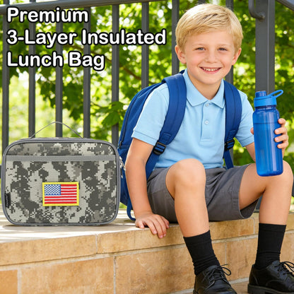 FlowFly Kids Lunch box Insulated Soft Bag Mini Cooler Back to School Thermal Meal Tote Kit for Girls, Boys, Black