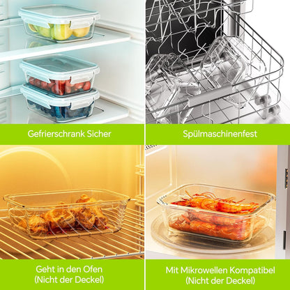 5-Pack 35 oz Borosilicate Glass Food Storage Containers with Lids, Stackable Airtight Glass Meal Prep Containers for Lunch & Leftover, BPA-Free & Leak Proof, for Microwave, Oven, Dishwasher