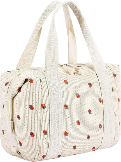 HowFly Lunch Bag Women Lunch Box for Women Cute Corduroy Insulated Lunch Bag Adult Large Cooler Lunch Tote Bags for Work Picnic Beach, Blue