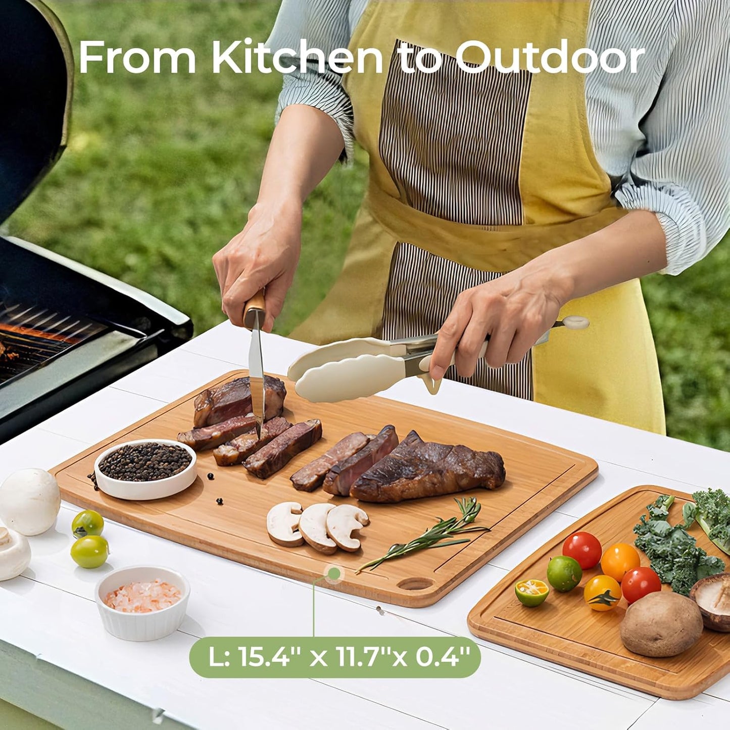 Keechee Dishwasher Safe Bamboo Cutting Boards Durable Lightweight Wood Cutting Board for Busy Kitchen, Easy Clean Wooden Chopping Boards with Juice Groove Set of 3 (L+M+S)