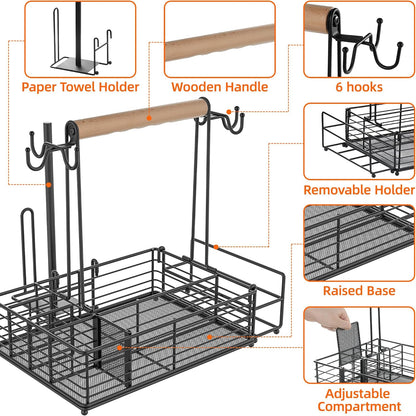 Grill Caddy with Paper Towel Holder, BBQ Caddy for Outdoor Grill, Camping Essentials Picnic Condiment Utensil Organizer, RV Camper Must-Have, Grilling Gifts for Men