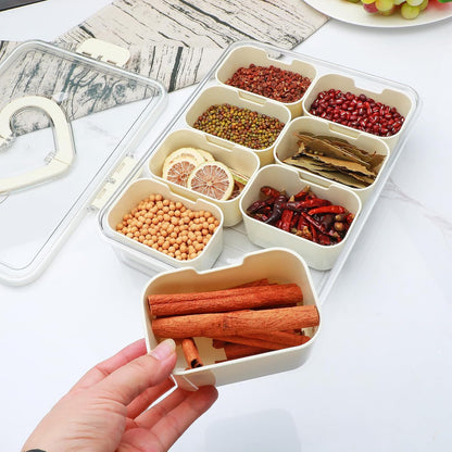 XING-RUIYANG Divided Serving Tray with Lid and Handle,Snackle Box Containers with 8 Compartment,Portable Snack Serving Platters Reusable Storae Organizer for Fruits,Nuts,Candy,Party,Picnic,Veggies