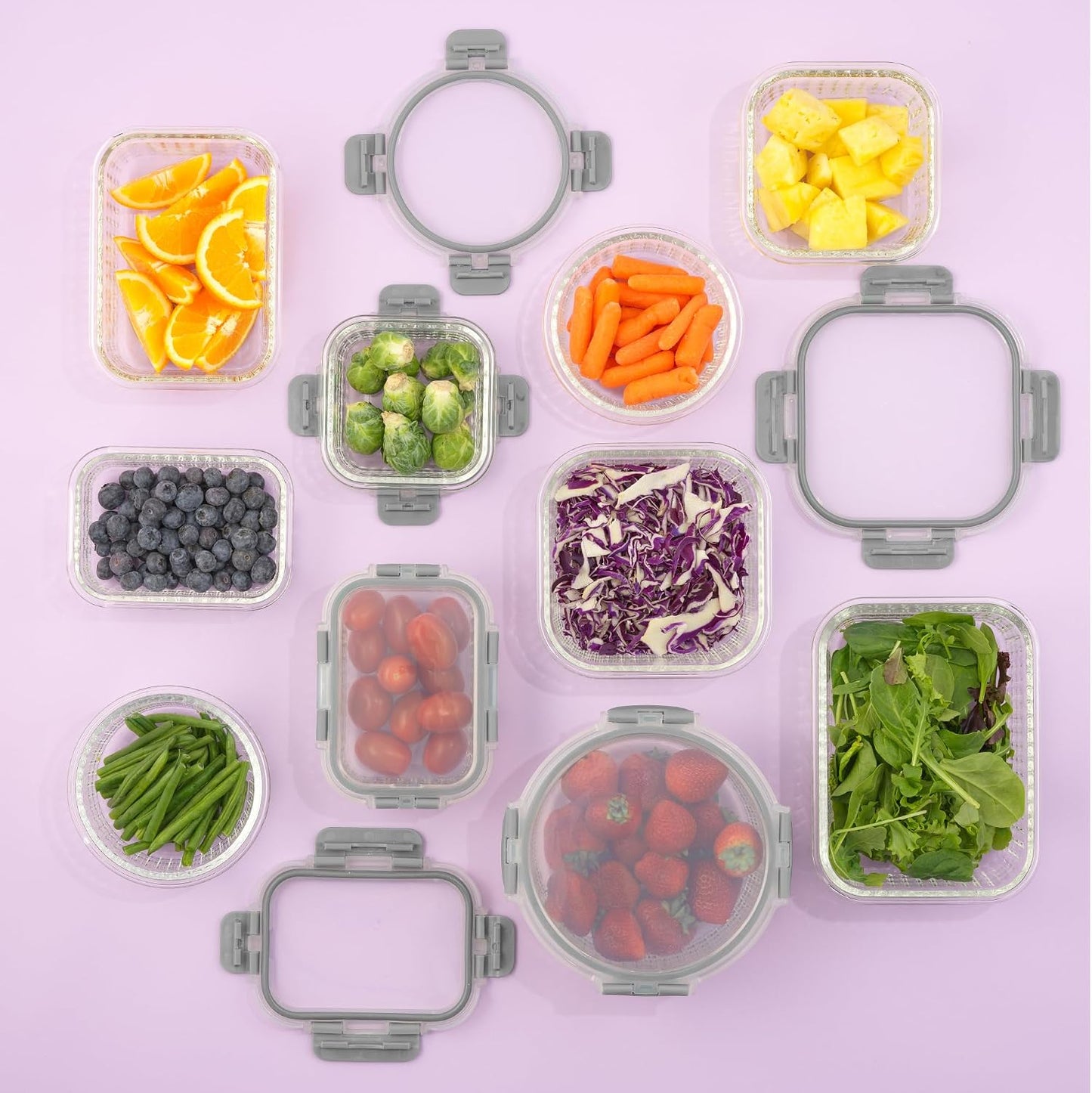 JoyJolt 24pc Borosilicate Glass Storage Containers with Lids | 12 Airtight/Freezer Safe Food Storage Containers for Pantry and Kitchen | Meal Prep Container for Lunch | Glass Tupperware Set