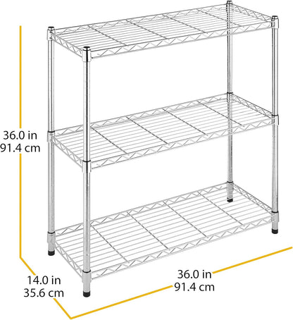 Whitmor 2-Wire Shelving Unit, Metal Storage Shelves, Stacking Shelf with Basket, Easy Assembly Home Organizer for Pantry, Kitchen, Garage, Plant