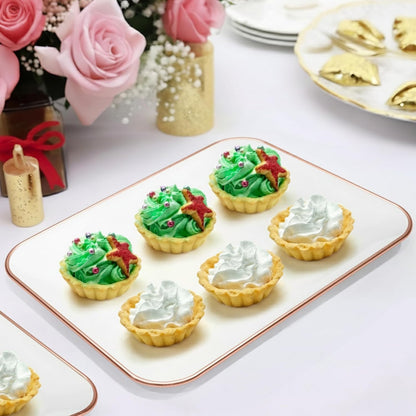 R-kay 3 Pack White Plastic Serving Trays for Party - Rectangular, 8 by 11 in, Heavy Duty Dessert Trays for Food