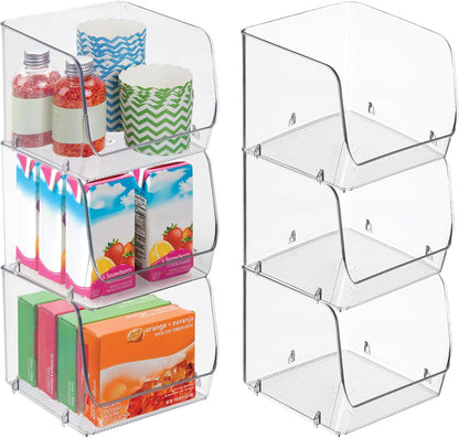 iDesign Stackable Open-Front Storage Bin for Pantry or Household Storage, Clear, Made in USA