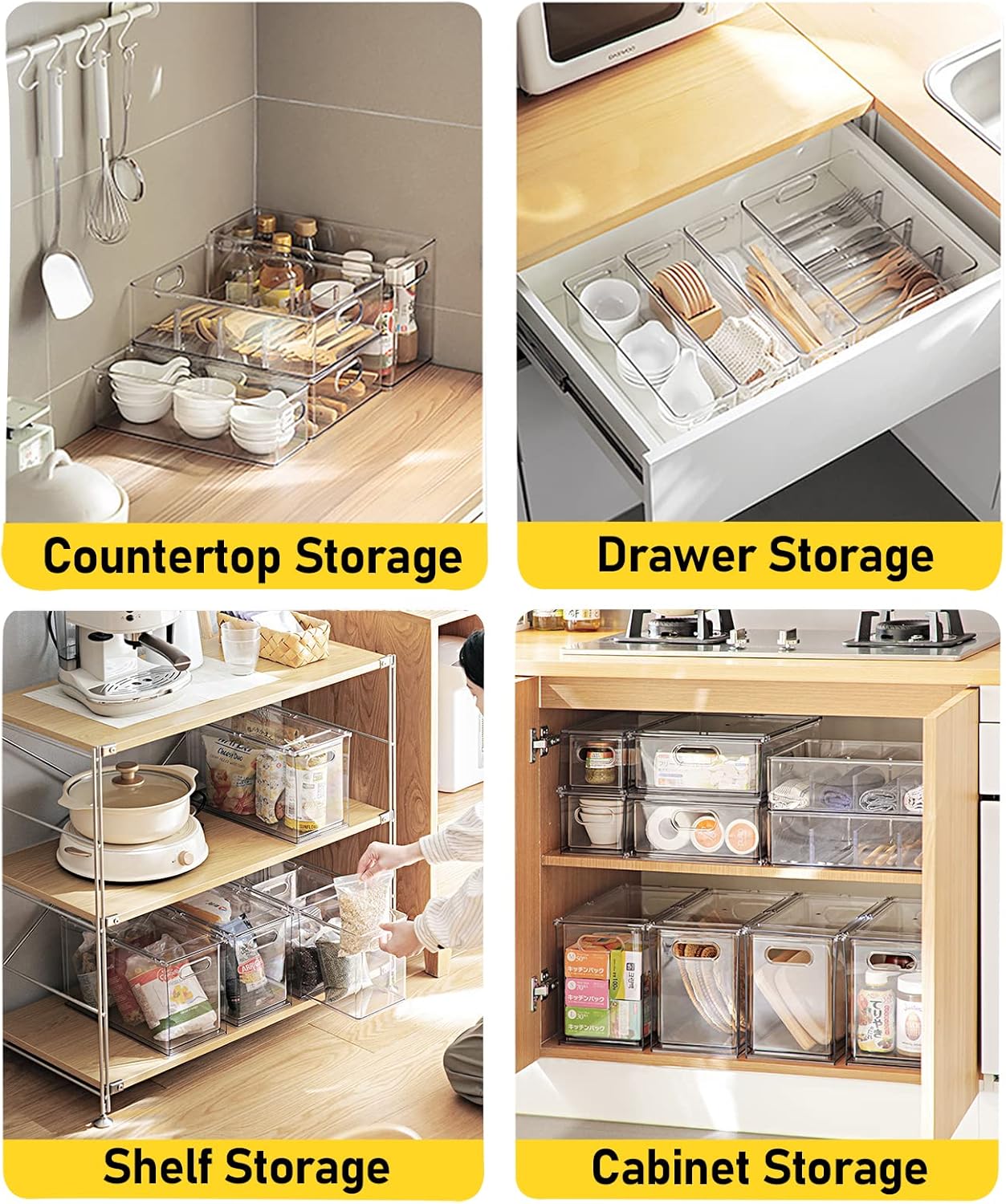 2 Pack Refrigerator Organizer Bins Stackable Fridge Organizer Set with Pull-out Drawer Clear Vegetable Fruit Storage Containers for Kitchen Pantry Organization