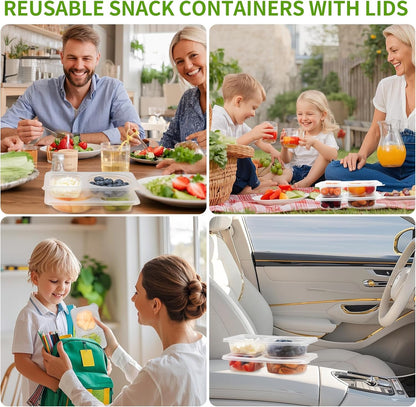 Reusable Snack Containers Double Compartment,Microwave Refrigeration Safe Leakproof Stackable for Office,Picnics(20)