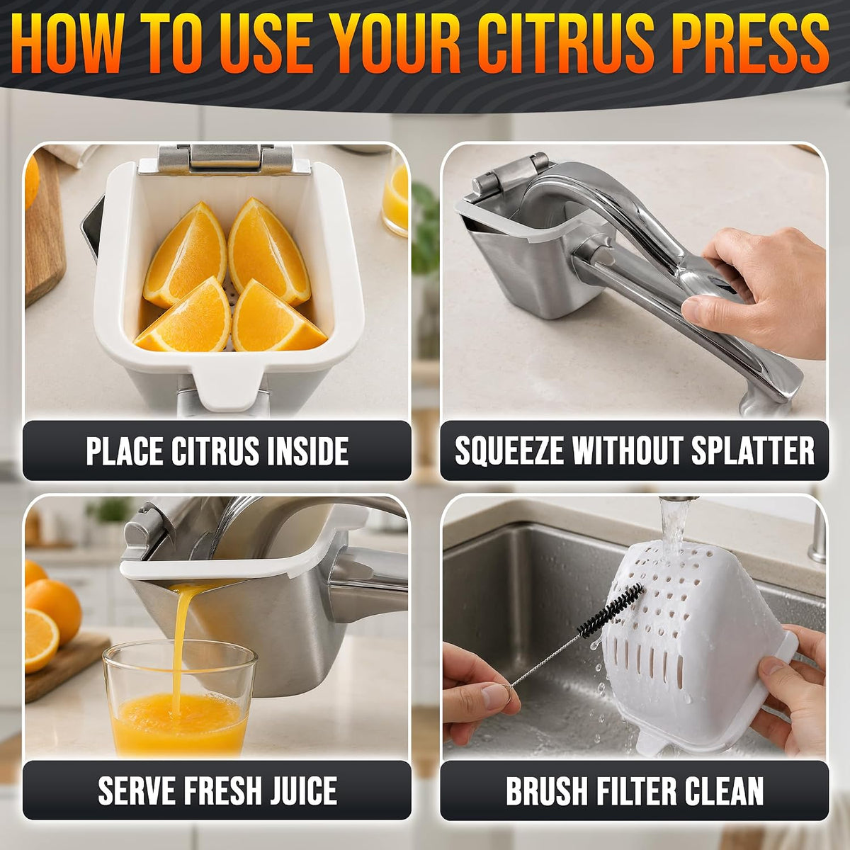 NADOBA Lemon Squeezer and Lime Squeezer, Max Extraction Citrus Hand Juicer