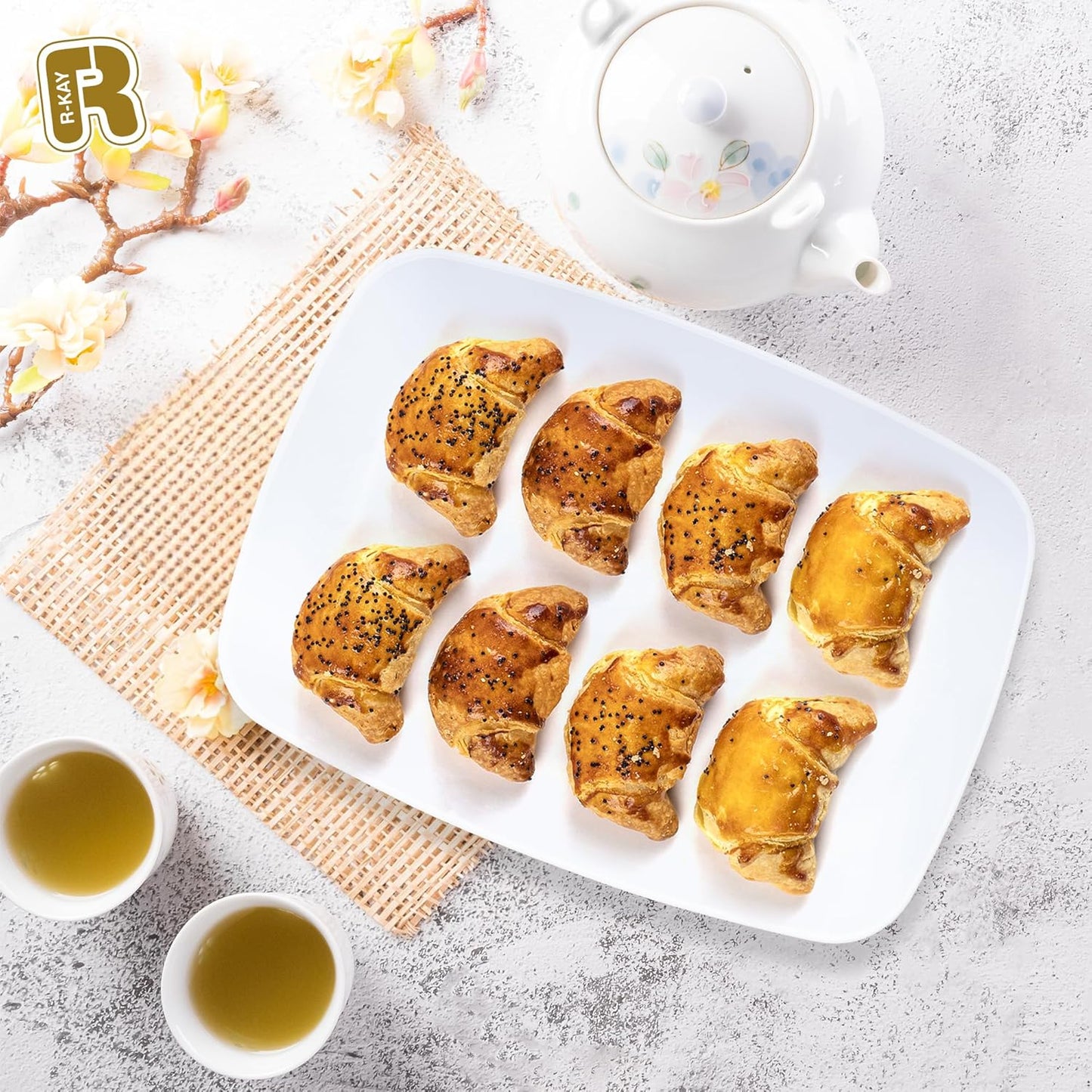 R-kay 6 Pack Clear Plastic Serving Trays For Party, 12.75 x 8.25 In - Heavy Duty Plastic Trays For Food - Rectangular Platters