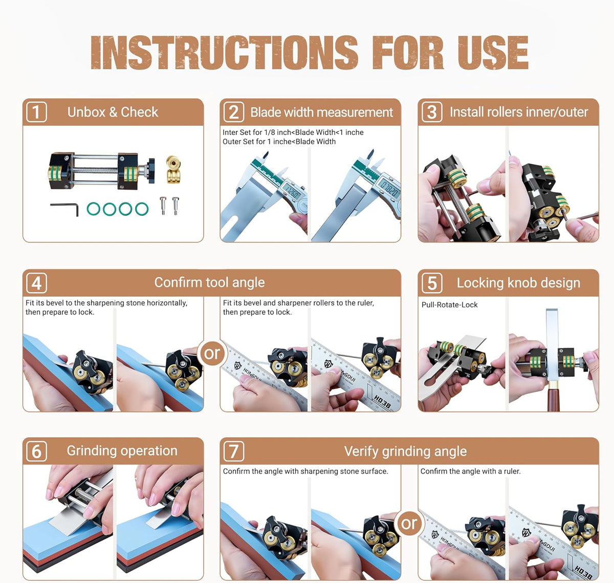 HONGDUI Chisel Sharpening Jig, Honing Guide for Wood Chisels & Planes (0.1"-3.2") Precision Woodworking Sharpener Tool