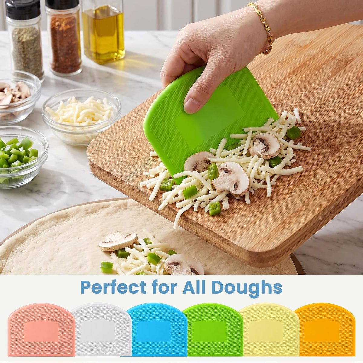6 Pcs Dough Scraper, Flexible Bowl Scraper for Bread Dough