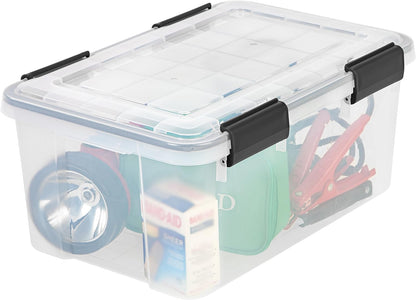 IRIS USA WeatherPro Storage Bins with Lids, 47 Qt, Gasket Seal, 2 Pack | Airtight gasket helps protect clothing, shoes, crafts, keepsakes, and household supplies from moisture and dust.