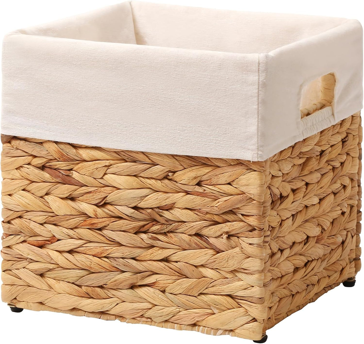 Wicker Storage Basket, Baskets for Organizing, Storage Basket with Built-in Handles, Water Hyacinth Shelves，Wicker Storage Baskets for Shelves, Water Hyacinth Storage Baskets (nature, 4-Pack)