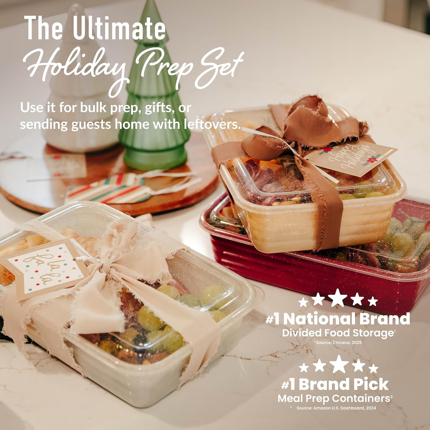 Bentgo Prep 60-Piece Meal Prep Kit - Reusable PFAS & BPA-Free Food Containers, 1-Compartment, 2-Compartment, & 3-Compartments - Microwave, Freezer, & Dishwasher Safe (Gleam Metallics)