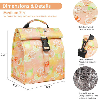 SUNNY BIRD Insulated Lunch Bag Pink Lunch Box Small Cooler Bag for Women, Girls, Adults and Teens (Pink)