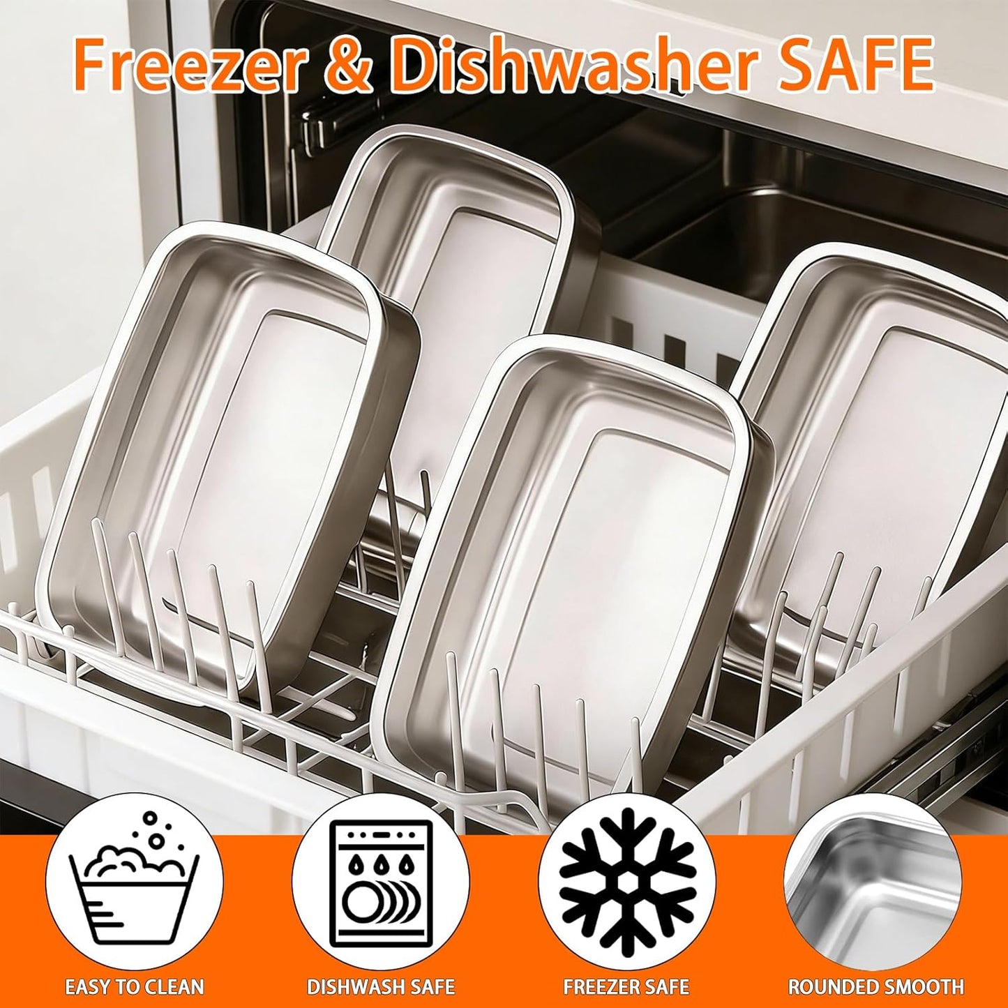 10PCS 50oz Stainless Steel Food Storage Containers with Airtight Lids, 1500ml Reusable Metal Meal Prep Container for Picnic Travel, Stackable Kitchen Lunch Snack Box, Freezer & Dishwasher Safe
