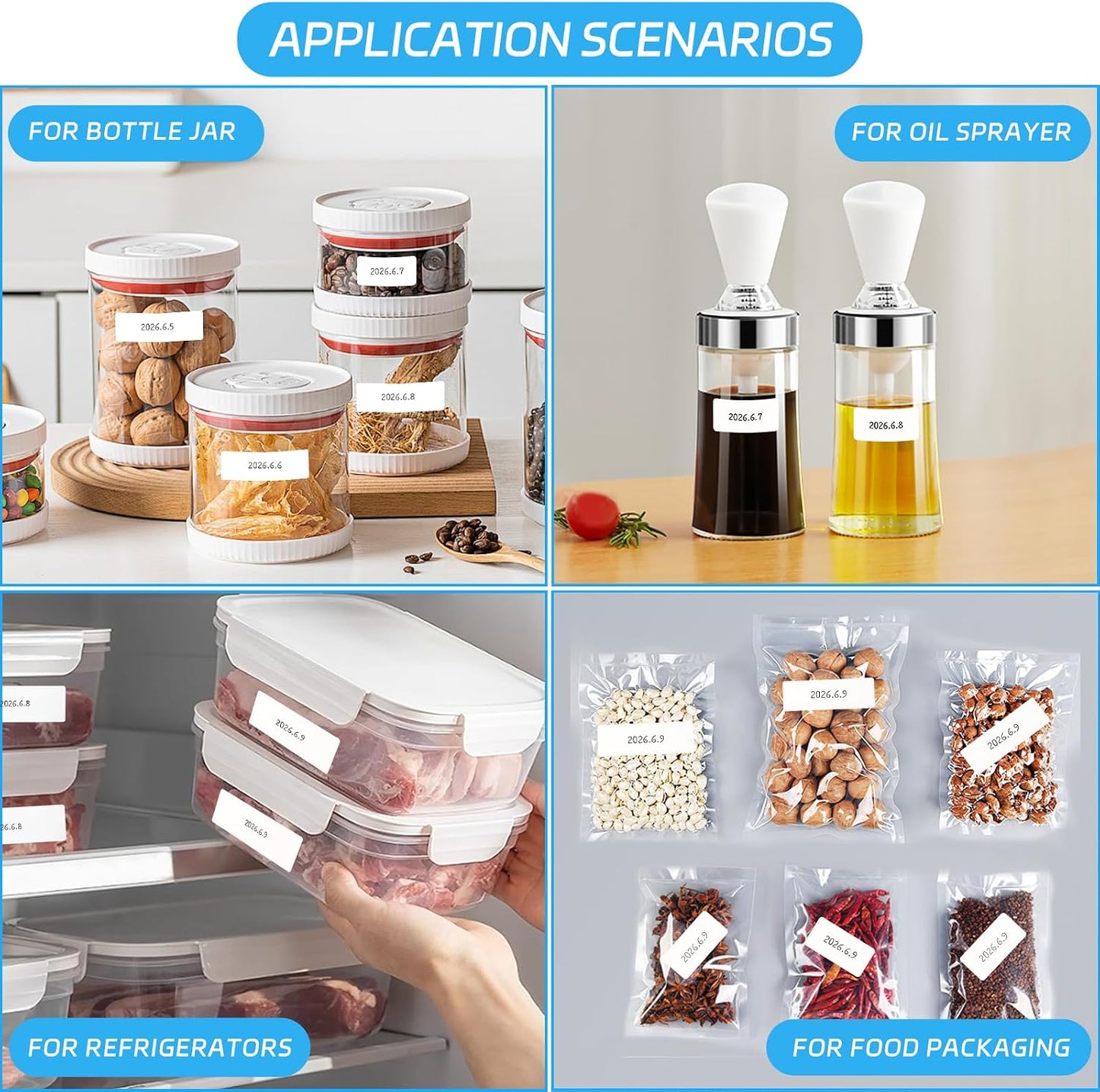 1000 Pcs Removable Freezer Labels with Perforation Line, 1x3 Inch Waterproof Oil Resistant Food Storage Stickers, No Residue Easy Peel Date Content Labels for Kitchen Containers, Jars, Restaurants