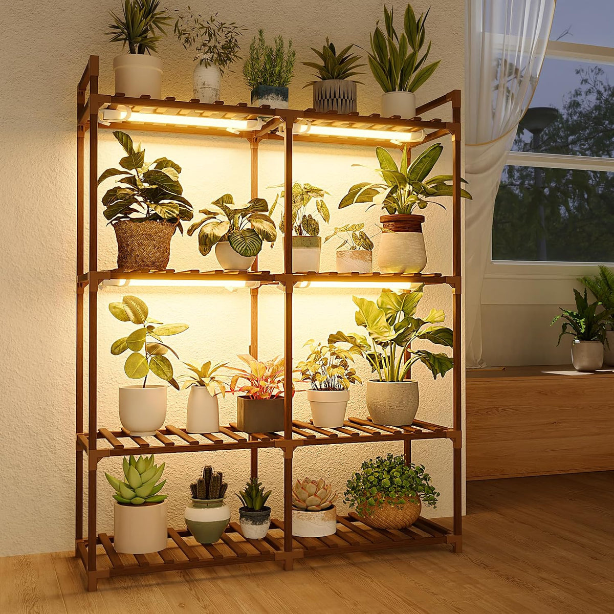 Bamworld Plant Stand Indoor Plant Shelf Outdoor Wood Plant Rack