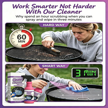 Fast-Acting Heavy-Duty Grill Degreaser Spray, BBQ Grill Cleaner Spray, Grill Cleaner for Outdoor Grills, Heavy Duty Degreaser Cleaner Spray, Fast-Acting Degreaser for Stubborn Stains (1)