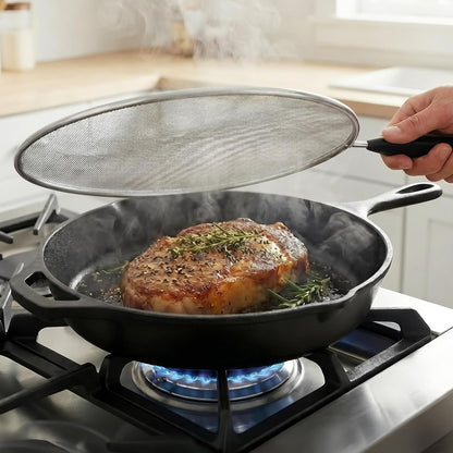2-Pack Splatter Screen for Frying Pan - 8'' 10'' Stainless Steel Grease Splatter Guard - Cover Oil Splash when Sizzling Bacon - Fine Mesh Cover, Splatter Screen for Frying Pan, Cooking Pots