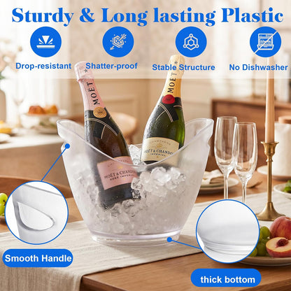 Yesland Ice Bucket, Clear Acrylic 3.5 Liter Storage Tub, Beer Bucket Beverage Chiller Bin for 2 Wine, Champagne Bottles, Beer Bottles