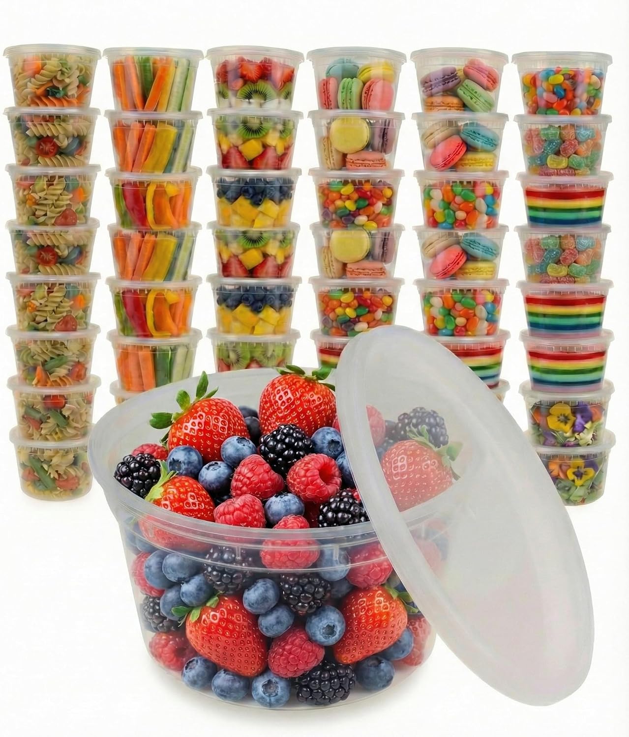 Food Storage Containers [10 Set] x [32 oz] Plastic Deli Containers with Lids Soup Meal Prep Containers | BPA Free | Stackable | Leakproof | Microwave/Dishwasher/Freezer Safe (10 Set, 32 oz)